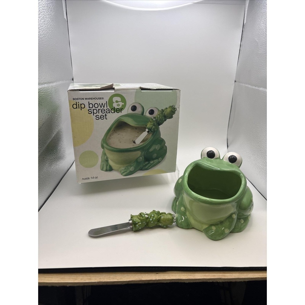 Vtg~Boston Warehouse~Frog Dip Bowl & Spreader~14 oz~2005‎